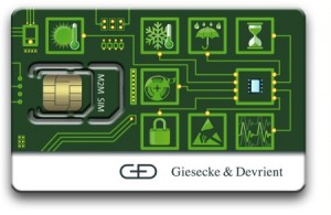 Machine to Machine(m2m) SIM cards are generally identical to other SIM cards. Occasionally they may be smaller in order to be permanently installed in hardware. Credit: Giesecke & Devrient GmbH