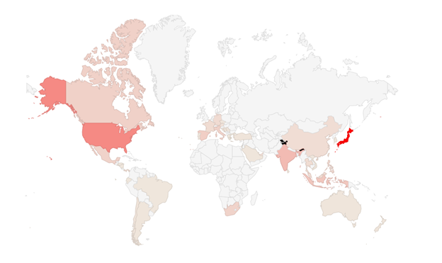 Figure 1: Image of Infection map for EMOTET Maldoc as observed by McAfee