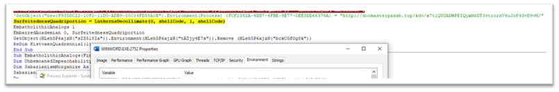 Figure 12- Environment variable set in Winword.exe space