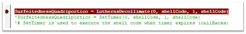 Figure 13- SetTimer function (Execution of shellCode)