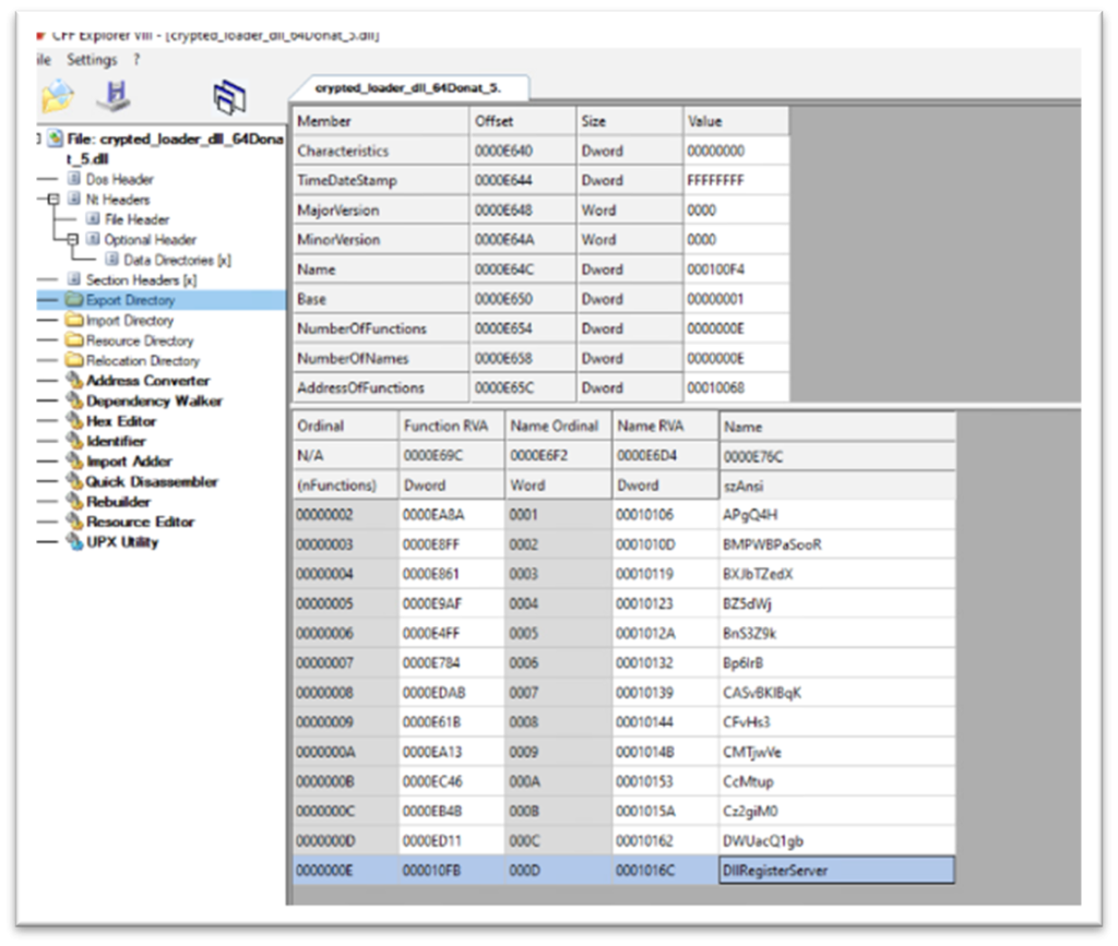 Figure 14- Exports of Downloaded DLL