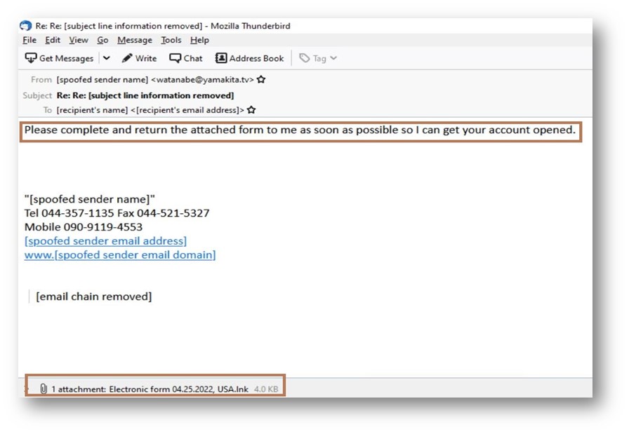 Figure 4 _ Email user received having malicious LNK attached