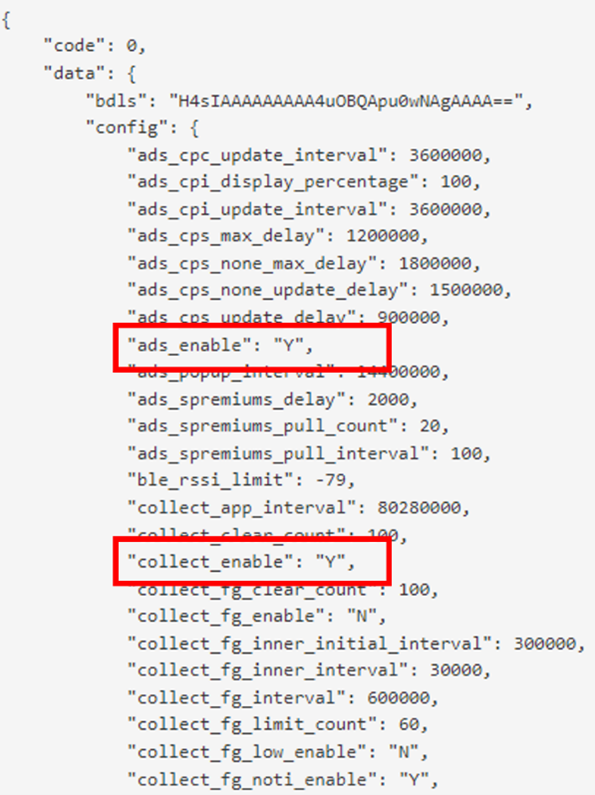 A response of remote configuration 