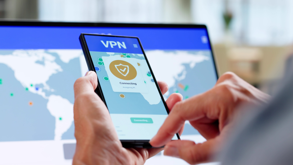 Image shows a phone connecting to VPN