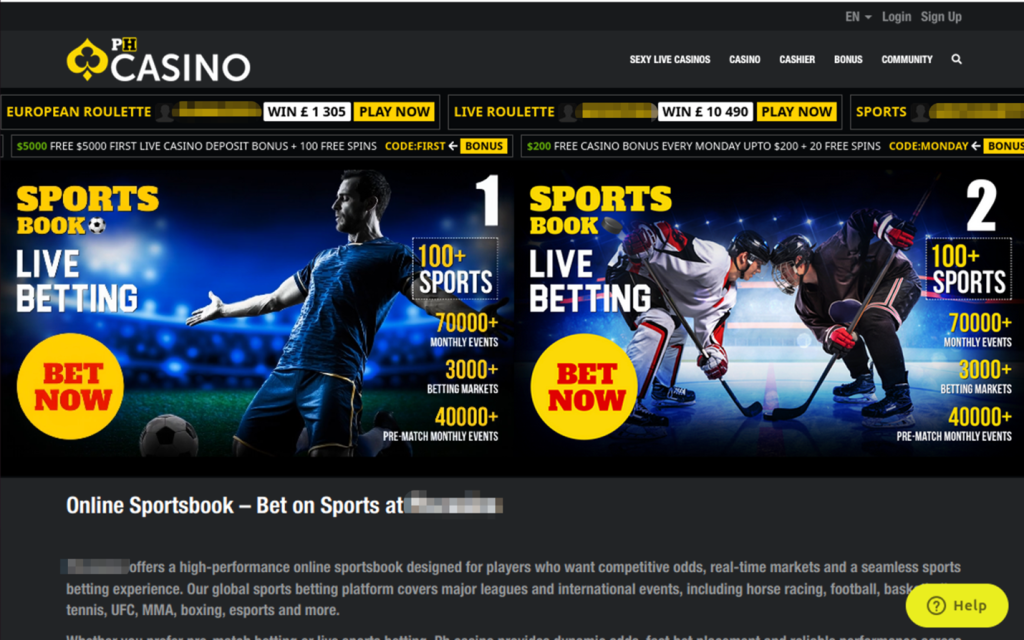 This image shows another scam site built around sports betting.