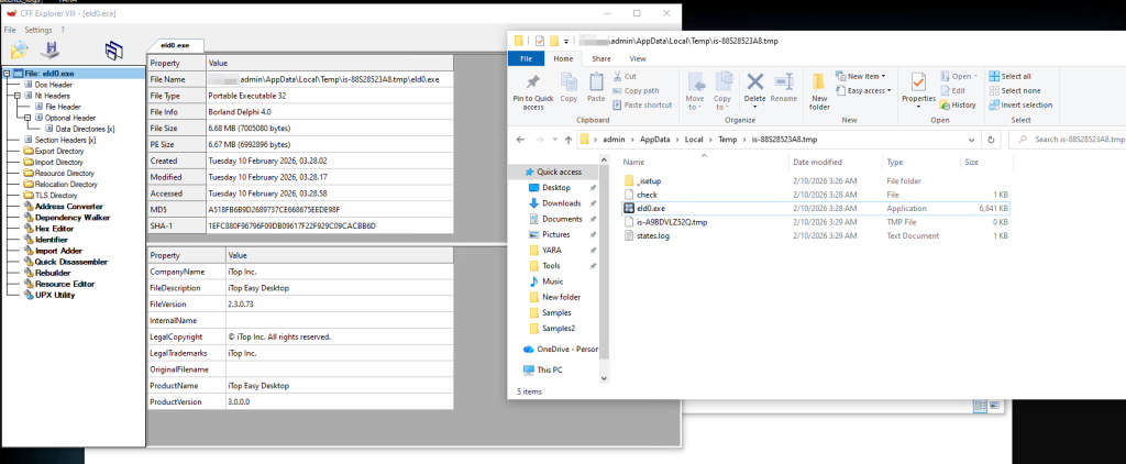 Figure 8: Files dropped by Dependecycore.zip in temp folder 