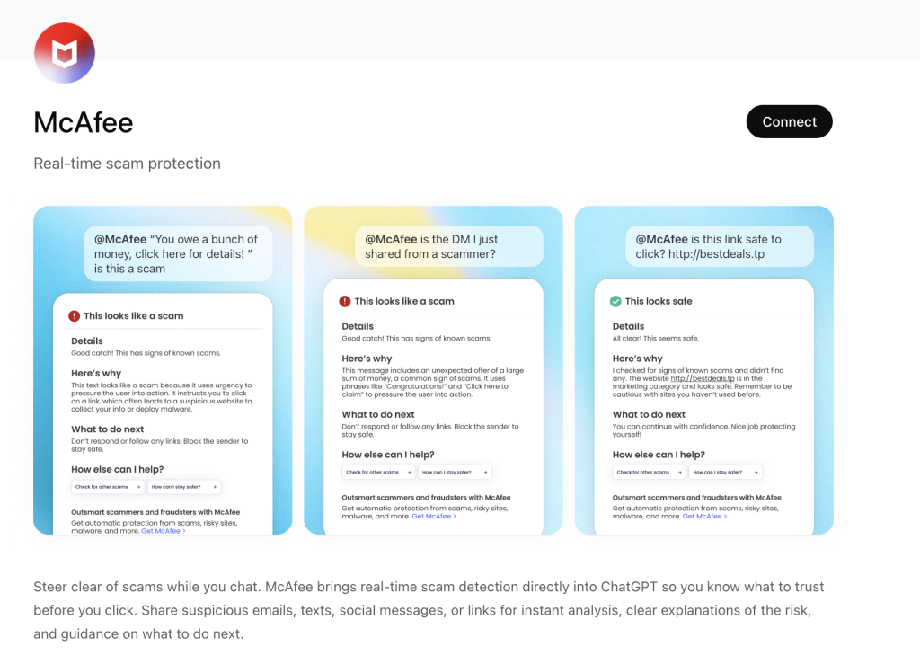 McAfee's ChatGPT extension