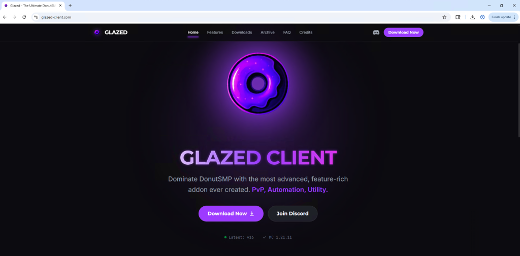 Figure 1: glazed-client landing page 