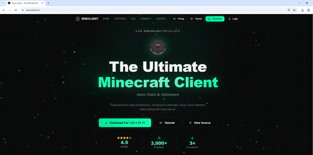 Figure 12: Xenoclient.lol Landing Page 