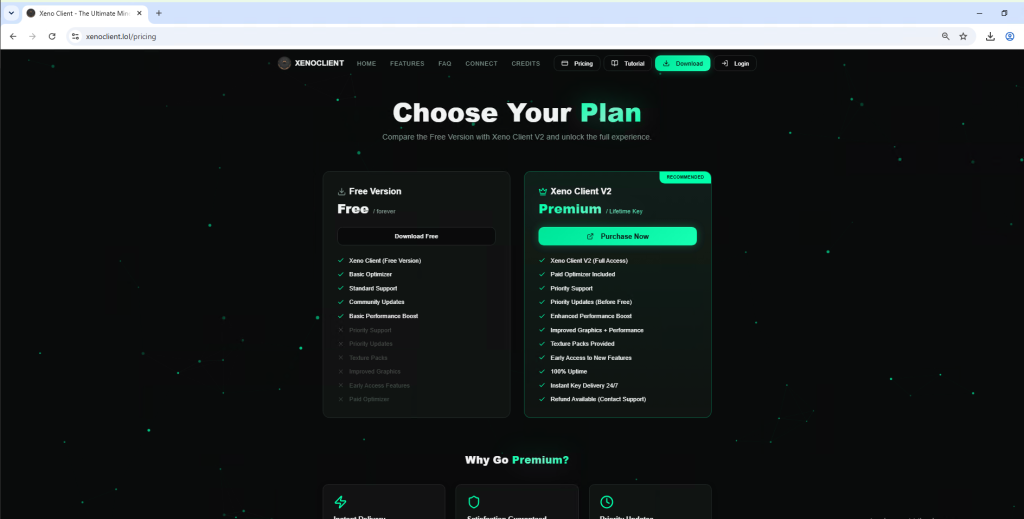 Figure 13: Xenoclient.lol Purchase Options 