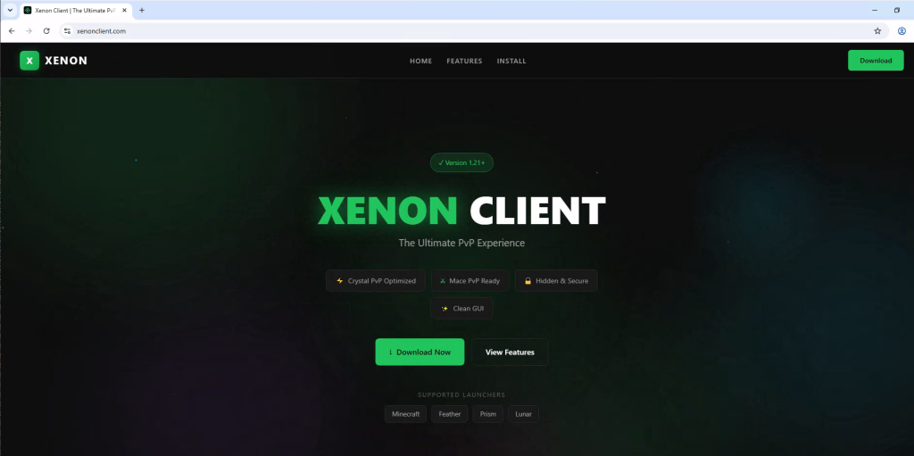 Figure 15: xenonclient.com Landing Page 