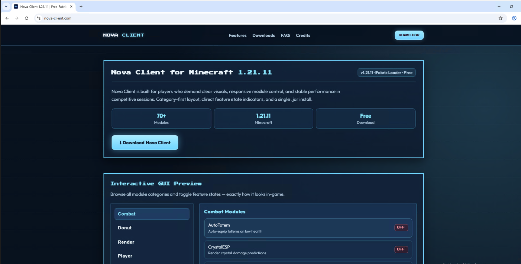 Figure 17: Nova-Client’s landing page 