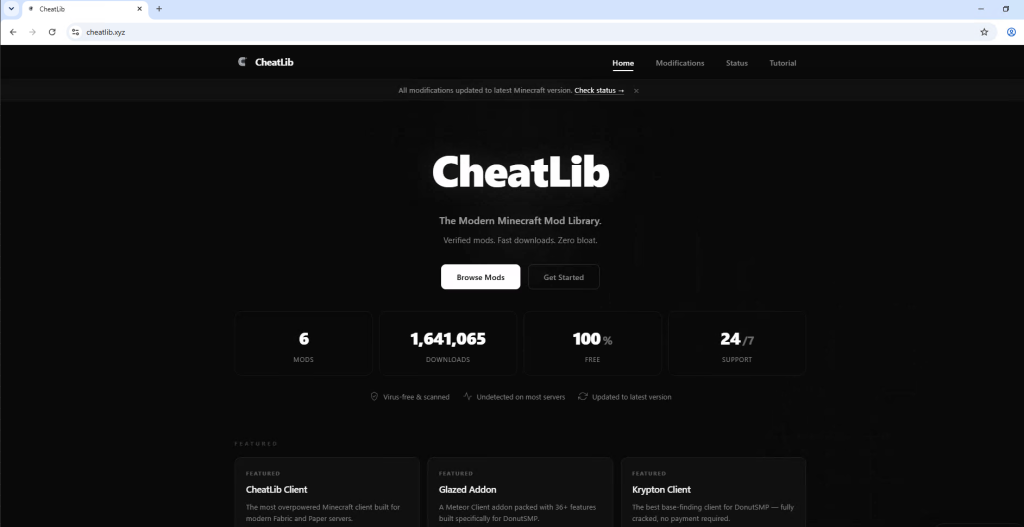 Figure 21: CheatLib’s landing page 