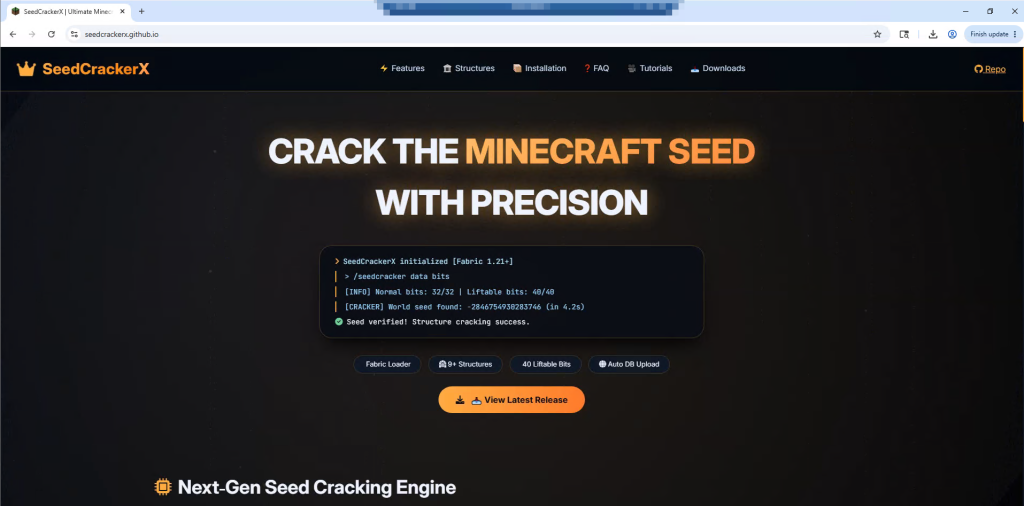 Figure 8: SeedCrackerX’s landing page 
