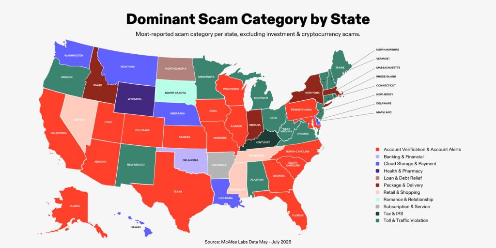 Infographic - USA Map Dominant Scam Category by State