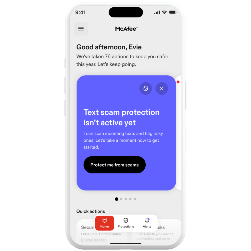 New McAfee Experience - iPhone Mockup