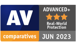 The June 2023 AV Comparatives Real-World Protection award for Advanced Plus