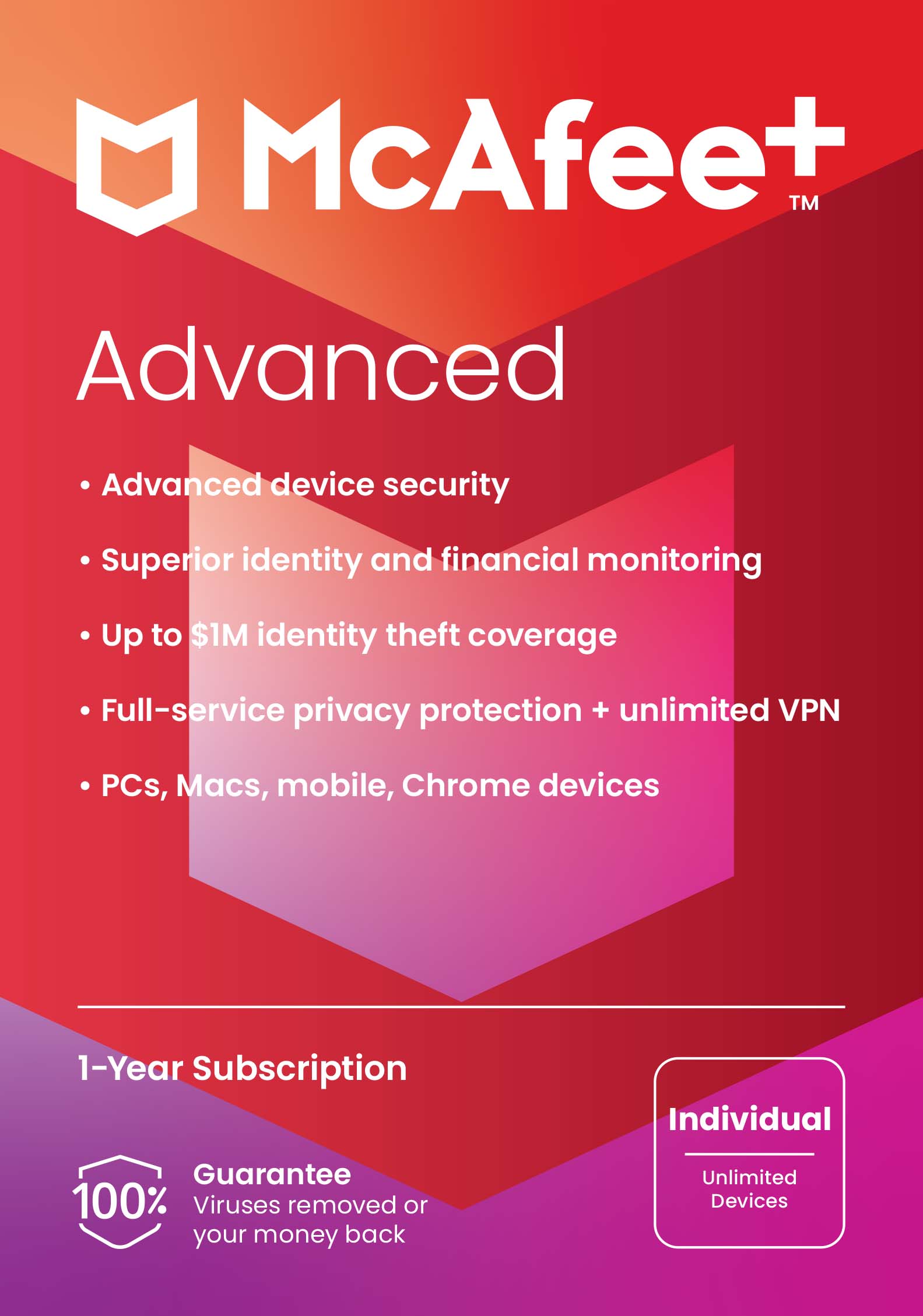 McAfee+™ Advanced Individual - Unlimited Devices - 1-Year Subscription