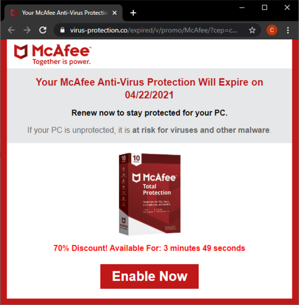 mcafee pop up virus safari