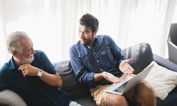 father and son argue over online content